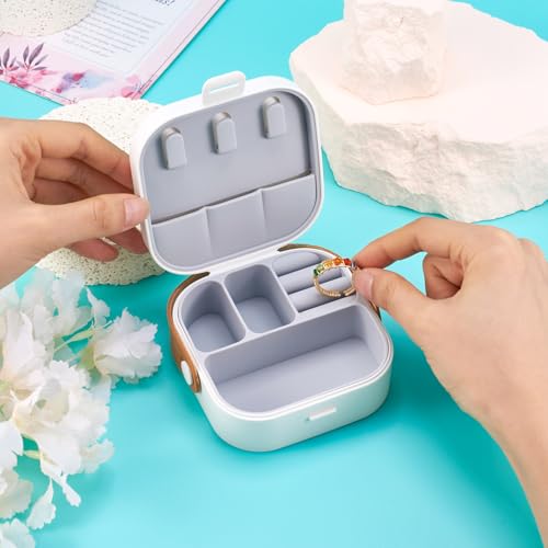 Silicone Jewelry Boxes Present Box,PU Leather Travel Jewelry Case,Mini Jewelry Box Travel Jewelry Box Jewelry Gift Boxes Necklaces Earrings Bracelets Boxes for Women,White - color: White