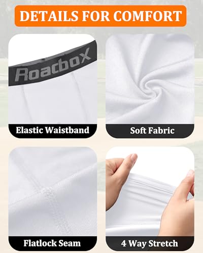 Roadbox Youth Boys Compression Shorts, Kids Baseball Cup Underwear Football Boxer Briefs with Soft Protective Athletic Cup - color: 2 Pack: White+white(1 Cup), size: Medium