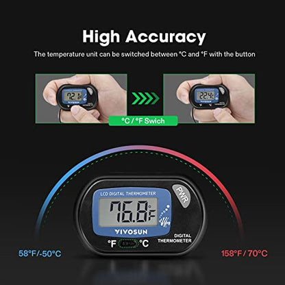 VIVOSUN 1-Pack LCD Digital Aquarium Thermometer | Fish Tank Water Terrarium Temperature with Suction Cup for Turtle - size: 1 pack