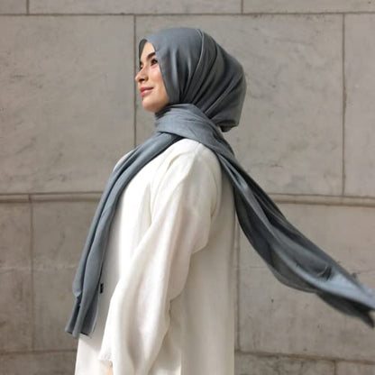 Modal Hijab for Women | Headscarf - color: Slate Grey Modal - Plain Hijab