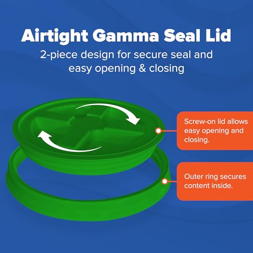 5 Gallon Bucket - Food Grade w/Lid BPA-Free, Black/Green, 6 | Airtight Gamma Seal Screw-On Lid, Heavy-Duty 90 Mil HDPE Plastic, Food Safe and Durable Container, Bulk Storage, Made in USA - color: Black/Green, size: 6 Packs