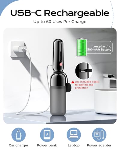 ESSAGER Portable Bidet for Travel, Foldable & Rechargeable Handheld Sprayer–Waterproof with 2 Pressure Modes, 350ml Expandable Bottle for Women, Men, Baby, Postpartum & Personal Hygiene(Black) - color: Black