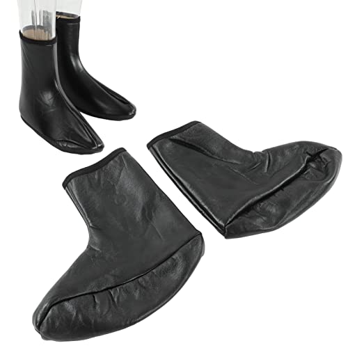 Leather Zipper Socks, Unisex Waterproof Muslim Sock Islamic Thermal Prayer Winter Socks Khuffy Leather Black Sock for Men Women 35-40
