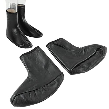 Leather Zipper Socks, Unisex Waterproof Muslim Sock Islamic Thermal Prayer Winter Socks Khuffy Leather Black Sock for Men Women 35-40