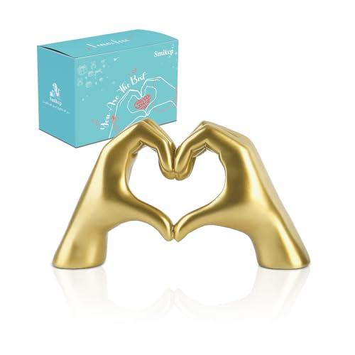 Gold Hand Heart Sculpture Home Decor for Living Room Bedroom Office Large - size: Large