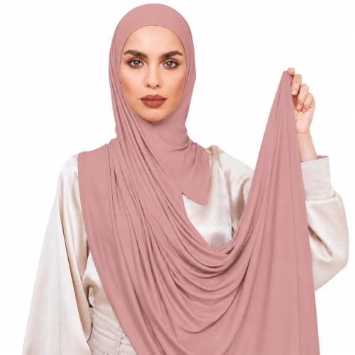 Slip-on Instant Premium Jersey Hijab Head Scarf Wrap for Muslim Women Made in Turkey - color: Dusty Rose, size: Pack of 1