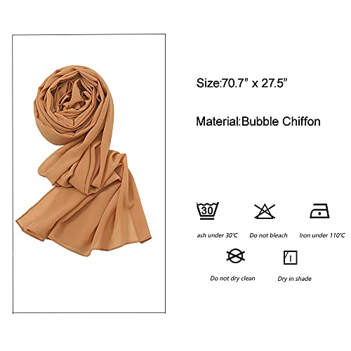 Yeieeo Chiffon Head Wraps for Women - Solid Color Fashion Bubble Chiffon Scarf Hijab - color: Nude