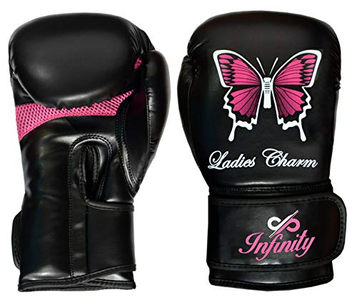 Womens Boxing Gloves Kids MMA Training Ladies Punching Mitts Girls Childrens - color: Black ButterFly Boxing Gloves, size: 16Oz