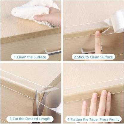 Clear Edge Protector Strip,1 Pack x 0.8in x 16.4FT | Sharp Edge Wrap Cover Tape, Self Adhesive Protective Bumper Guards for Cabinet Door Desk Bed Furniture Waterproof - size: 1 Pack x 0.8in x 16.4FT