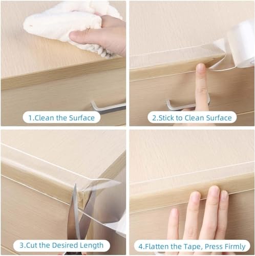 Clear Edge Protector Strip,1 Pack x 1.57in x16.4FT | Sharp Edge Wrap Cover Tape, Self Adhesive Protective Bumper Guards for Cabinet Door Desk Bed Furniture Waterproof - size: 1 Pack x 1.57in x16.4FT