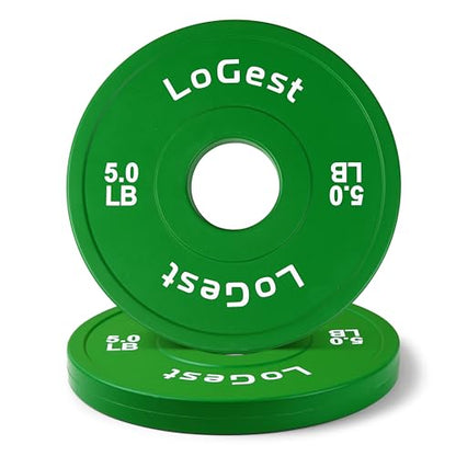 Logest Change Weight Plates 0.50LB 1.25LB 2.5LB 5LB Set Weight Plates for Olympic Bars Perfect for Strength Training Weight Plates Exercise Balance Increase Fractional Plate Olympic Bumper Plates - color: Green - 5 LB Pair