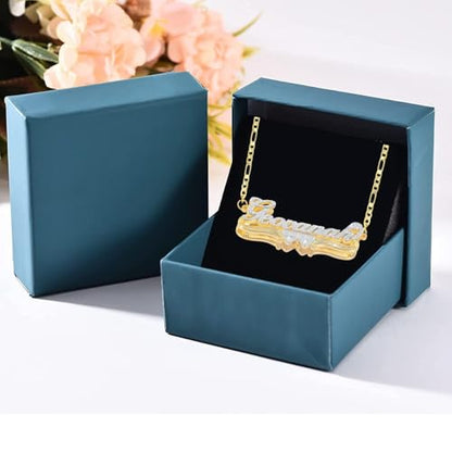 Custom Name Necklace Double Plated Name Necklace Personalized Name Plate Necklaces Name Necklaces for Women 18k Gold Plated Nameplate Pendant - color: Style 5