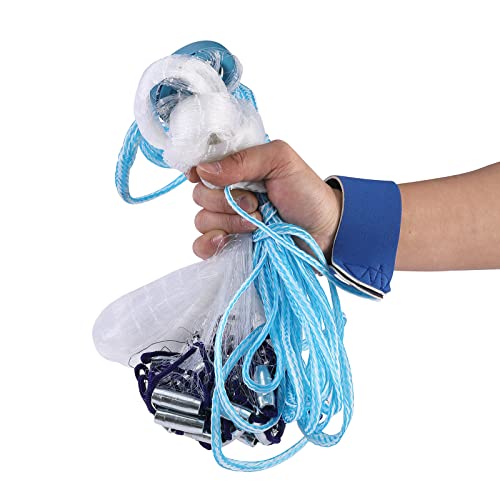 Fish Cast Net American Saltwater Hand Throw Heavy Duty Zinc Sinker Weights for Bait Trap Fish 4/6/8Ft Radius - size: 6 FT