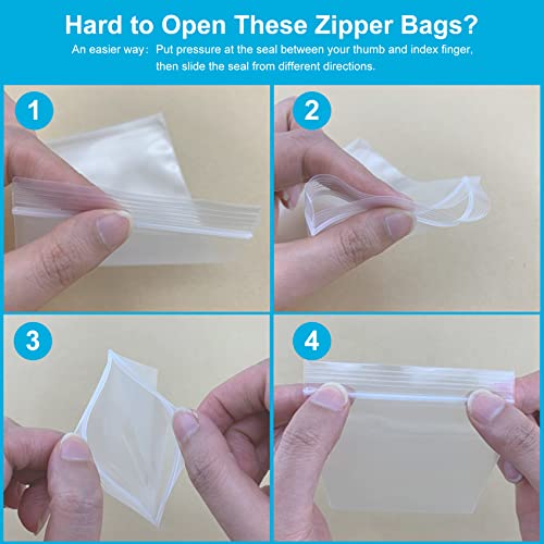 2''x 3'', (Pack of 200) Small Clear Poly Zipper Bags, Reclosable Zipper Lock Storage Plastic Bags for Jewelry, Beads, Screws & Small Items - size: 2" x 3"