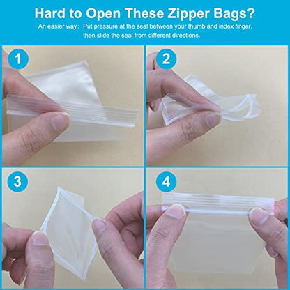 2''x 3'', (Pack of 200) Small Clear Poly Zipper Bags, Reclosable Zipper Lock Storage Plastic Bags for Jewelry, Beads, Screws & Small Items - size: 2" x 3"