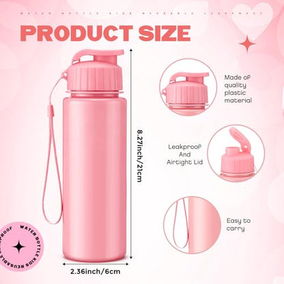 Mifoci 20 Pieces Water Bottle Bulk 17 oz Plastic Water Bottles Bulk Gym Sports Adults Reusable Large Bottles with Leak Proof Flip Top for Party Outdoor (Solid Pink) - color: Solid Pink
