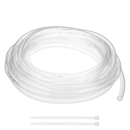 M METERXITY Vinyl Tubing 3/8" ID x 1/2" OD 30ft Flexible Plastic Tube with 2 Hose Ties, Lightweight Hybrid PVC Hose for Water Gardening/Airline/Aquarium Tubing [Clear] - size: 3/8" ID x 30ft