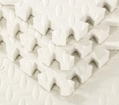 Arrowbash 12x12x1 Inch EVA Thick Interlocking Foam Floor Tiles Puzzle Exercise Mat Foam Mats for Home Gym Pets(White,12)