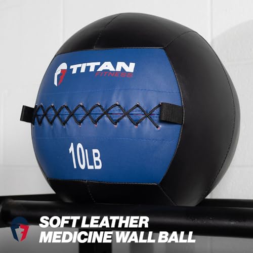 Titan Fitness Soft Leather Medicine Wall Ball Durable, Endurance, Cardio, Core Strength - size: 10 lb
