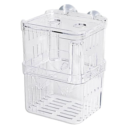 1/2 Fish Breeding Box - Aquarium Breeder Box, Fish Acclimation Box with 2 Suction Cups | Easily Install Fish Isolation Box, Acrylic Aquarium Hatchery Incubator for Baby Fishes Shrimp Betta Guppy - size: M