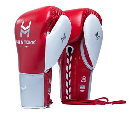 HIT N MOVE All Day Pro Balance Sparring and Bag Boxing Gloves LACE UP, Boxing Gloves Men & Women, Boxing Equipment, Sparring & Bag Gloves for Boxing, Kickboxing, Muay Thai, MMA - color: Pink, size: 12 OZ