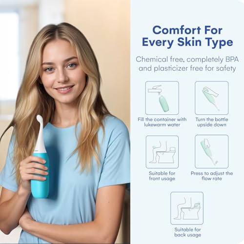 오리지널 HAPPYPO 버트 샤워 - 여행용 휴대용 비데 - 독일 상어 탱크에서 알려진 - Easy-Bidet 2.0은 젖은 물티슈를 대체합니다 (색상: 라이트 블루) - color: 라이트 블루, size: 1개(1팩)