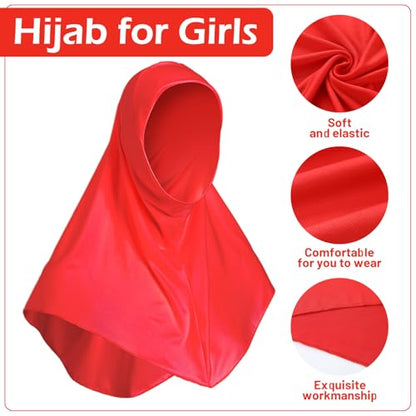 Cozypower 4 Pcs Eid Hijab Muslim for Girls Kids Head Scarf Islamic Shawls Neck Wrap Kids Ages 6-11 Headscarf Instant Turban - color: Mixed Color
