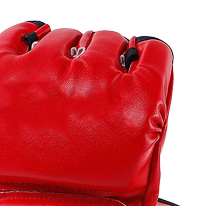 GOTOTOP MMA Gloves, PU Leather, Red | Half Finger Boxing Gloves, Open Palms, for Fighting