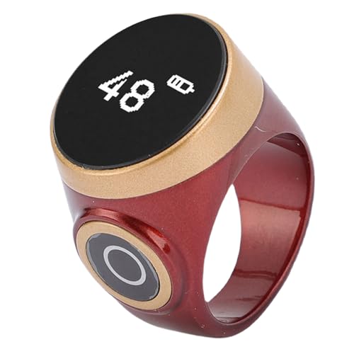 GOWENIC Tasbih Counter Prayer, Touch Control Tasbih Smart Ring Count, Digital LCD Zikr Ring for Men Women, Rechargeable Electronic Finger Counter - color: Red