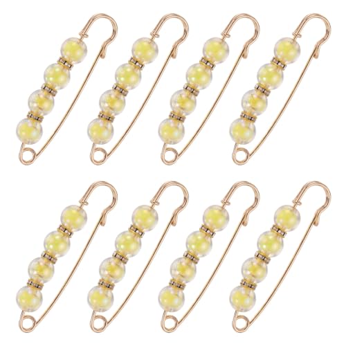 MECCANIXITY Pearl Brooch Pins Decorative Sweater Safety Pin Brooch - color: Color Yellow, size: 2.95"