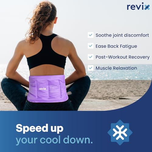 REVIX Ice Pack for Injuries Reusable Gel for Lower Back & Shoulder, Purple | 16x9in Full Coverage for Lower Back, Shoulder, Hip & Knee, Cold Compress Therapy, Hands-free Strap, Long-lasting Gel - style: Purple-Pack 1
