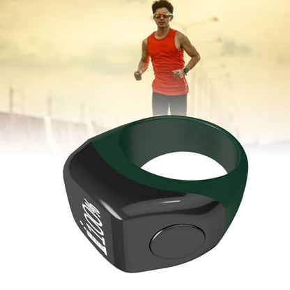 Finger Smart Tally Counter Ring, Muslim Digital Azan Alarm Clock, Vibration Reminder, Touch Control, 0.42in Screen, for Nice Islamic Gift - color: Green