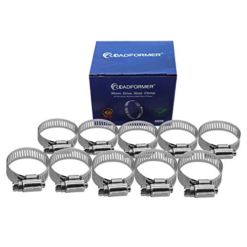 1.5" Hose Clamp Full Stainless Steel 27mm - 51mm,10 Pack | 1.5 hose clamp worm gear - SAE 24 Size, 1/2" Band Width, smoothly install and precisely fit hose & pipe size - size: 1.5" Hose Clamp 27mm - 51mm (1.06" - 2")