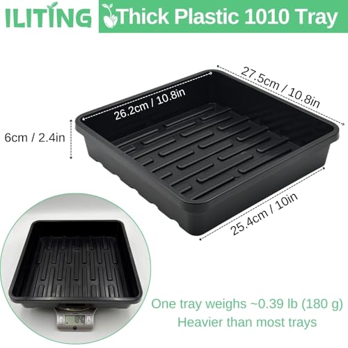 1010 Growing Trays, 5-Pack Heavy Duty Seed Trays 10" x 10" Without Drain Holes for Seedlings, Microgreens, Wheatgrass, Fodder & Hydroponics, Black - size: 5-Pack