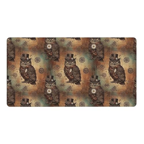 Oversized Gaming Desk Mat Retro Steam Punk Bird Steampunk Owl, Non Slip Rubber Bottom Mouse Pad Fit Laptop Keyboard Setup - color: Pattern (153), size: 29.5L x 15.8W inches