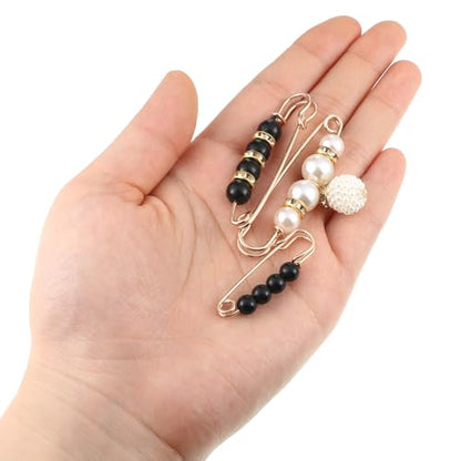 24 Pcs Pearl Crystal Brooch Fashion Sweater Shawl Clips Neckline Safety Pant Waist Pin Dress Shirt Clips for Women Clothes Sweater Shawl Collar Dress Cardigan Shirt Jeans Accessories
