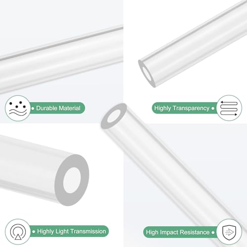 M METERXITY 2-Pack Clear Rigid Acrylic Pipe, 6mm[0.24"] ID x 12mm[0.47"] OD Plastic Round Tube for Water Cooling System/Lamps/Fountains/Aquariums/Display Stand, Acrylic Tubing [305mm/12IN] - size: 6mm ID x 12mm OD