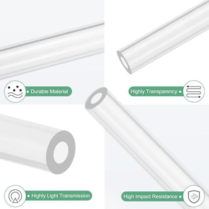 M METERXITY 2-Pack Clear Rigid Acrylic Pipe, 6mm[0.24"] ID x 12mm[0.47"] OD Plastic Round Tube for Water Cooling System/Lamps/Fountains/Aquariums/Display Stand, Acrylic Tubing [305mm/12IN] - size: 6mm ID x 12mm OD
