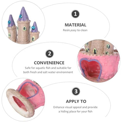 Aquarium Decoration Castle Fish Tank Ornament Fish Hidden Cave Landscaping Castle Model for Fresh and Saltwater Tanks 4.52 X 2.95 X 2.36 in