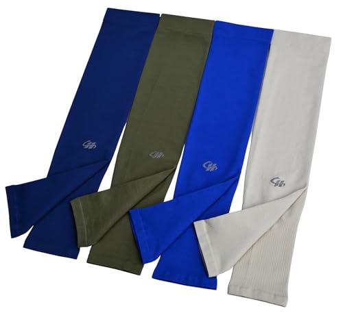 HOPESHINE Arm Sleeves UV Sun Protection Cooling UPF 50+ 4-Pairs for Men Women Cycling, Golf, Outdoor Sports - color: Dark Blue+navy Blue+army Green+ Grey, size: XXL-XXXXL