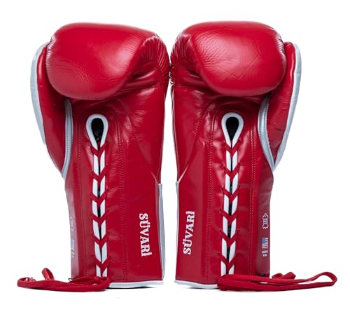HIT N MOVE Süvari Horsehair Boxing Gloves Hook and Loop, Lace-Up Boxing Gloves Men, Boxing Equipment, MMA Gloves Men, UFC Gloves Horsehair and 100% Cow Leather - size: 12 Oz, style: Lace-up Red/White