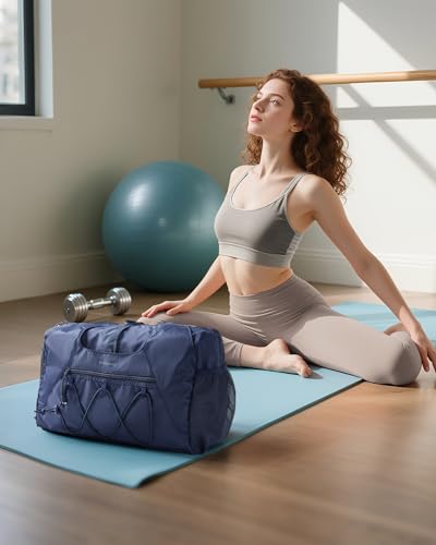 BAGSMART Gym Bag for Women, Lightweight Duffel Bag with Shoe Compartment, Weekender Bags with Wet Pocket, Workout Yoga Tote Bag for Women, Navy Blue - color: Navy Blue