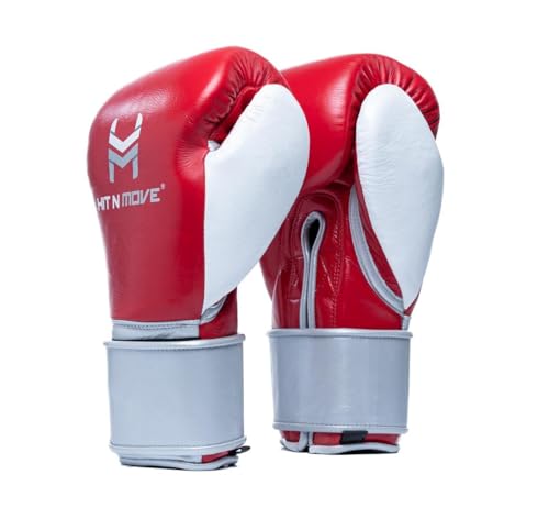 HIT N MOVE Süvari Horsehair Boxing Gloves Hook and Loop, Lace-Up Boxing Gloves Men, Boxing Equipment, MMA Gloves Men, UFC Gloves Horsehair and 100% Cow Leather - size: 14 Oz, style: Hook and Loop Red/White