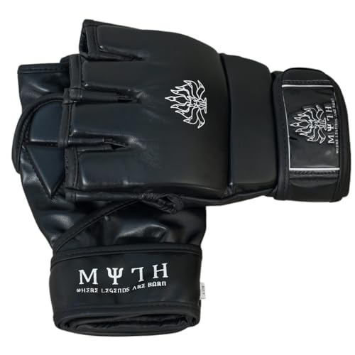 Myth MMA Gloves Grappling Sparring, MMA Gloves for Men & Women, Martial Arts Bag Gloves, Kickboxing Gloves with Open Palms, PU Leather MMA Gloves