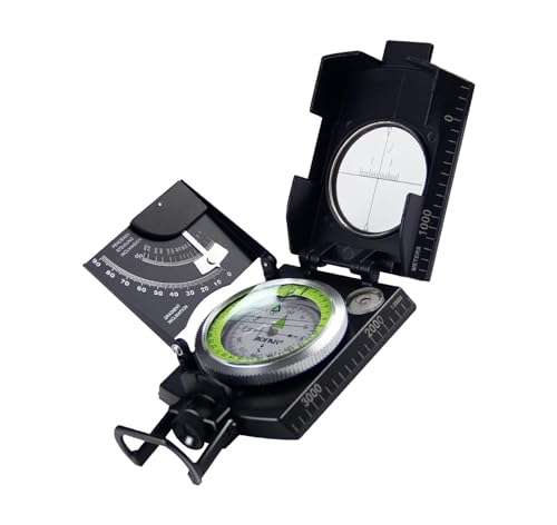AOFAR AF-4074 Military Compass for Hiking,Lensatic Sighting Waterproof,Durable,Inclinometer for Camping,Boy Scount,Geology Activities Boating - color: Black