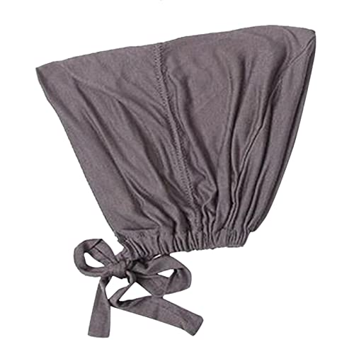 Chiffon Hijab with Undercap Fashion Solid Color Chiffon Head Wraps Under Scarf Caps Muslim Fashion Bandage - color: Dark Gray