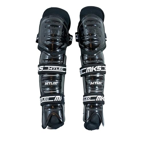 MyLec MK5 Street/DEK Shin Pad, Lightweight & Durable Hockey Accessories, 360° Straps, Hard Front Shells, Breathable Material, Metatarsal Padding Ice Hockey Shin Guards, Foam Rubber - color: Black, size: 9"