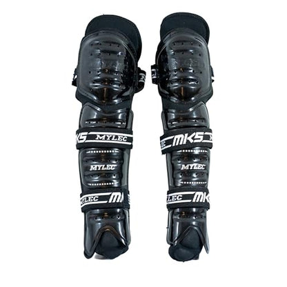 MyLec MK5 Street/DEK Shin Pad, Lightweight & Durable Hockey Accessories, 360° Straps, Hard Front Shells, Breathable Material, Metatarsal Padding Ice Hockey Shin Guards, Foam Rubber - color: Black, size: 15"