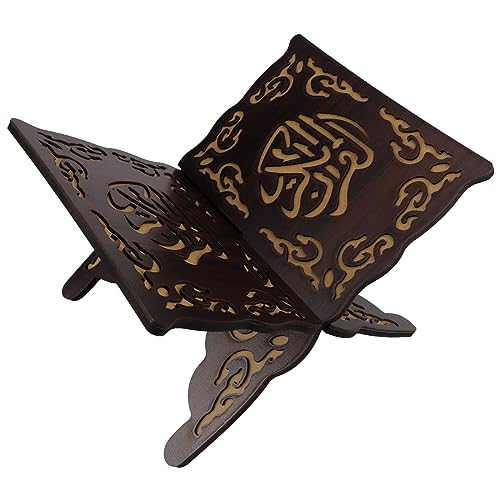Foldable Wooden Book Stand Quran Bible Book Holder Muslim Reading Bookshelf Magazine Cookbook Display Holder for Display Reading Prayer Chapel（Black） - color: Color 3
