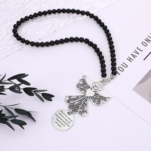 3 Pack Guardian Angel Rearview Mirror Charm, Angel Wings Cross Car Charm Pendant Guardian Angel Hanging Ornament Rear View Mirror Hanger Decor Christian Religious Gifts